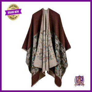 Cozy Winter Poncho Wrap Shawl Cape Cardigan Sweater Coat One Size